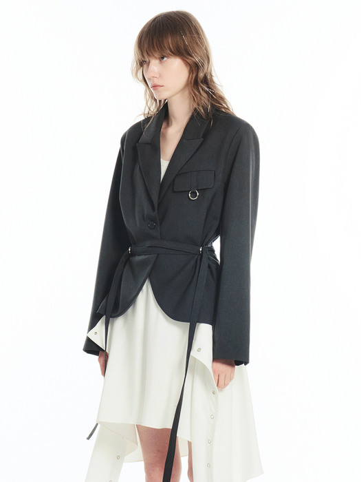 RING BELTED JACKET / CHARCOAL