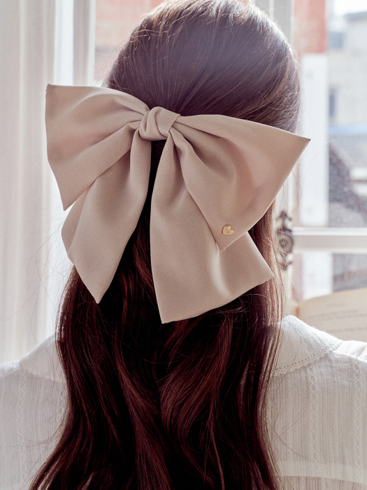 everly ribbon hairpin_beige
