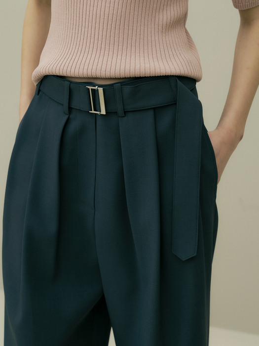 23SS CASUAL BELTED PT (CHARCOAL GREEN)