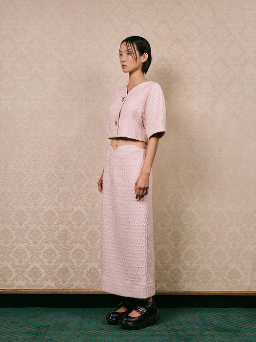 TULIP CUT-OUT LONG SKIRT - PINK