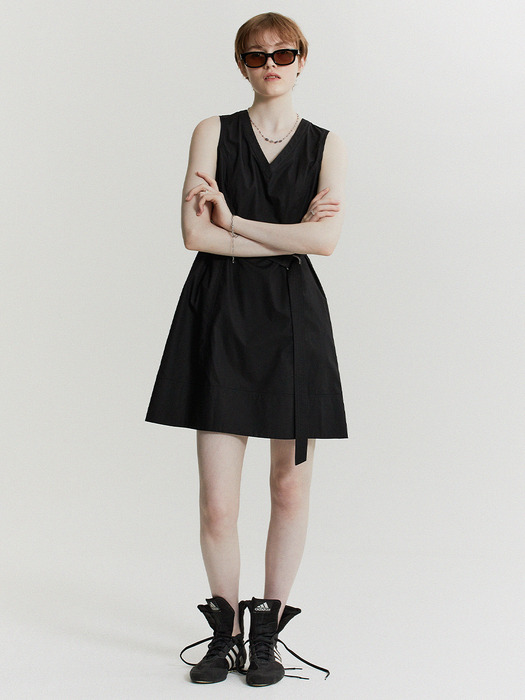 [COTTON] V-Neck Belted Mini Dress_2color