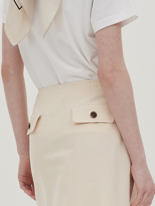 buttoned linen skirt_butter