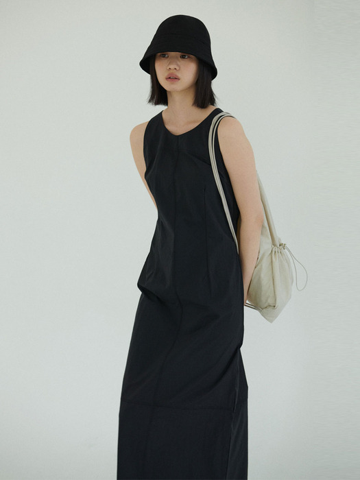 Nylon Sleeveless Dress (Black)
