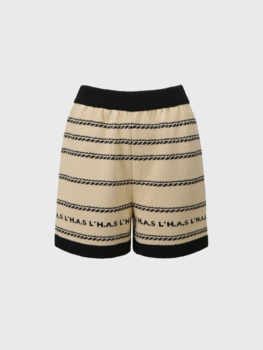 MARINE JQD BOUCLE KNITTED SHORTS_BEIGE