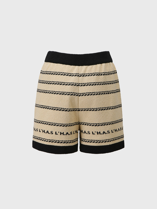 MARINE JQD BOUCLE KNITTED SHORTS_BEIGE