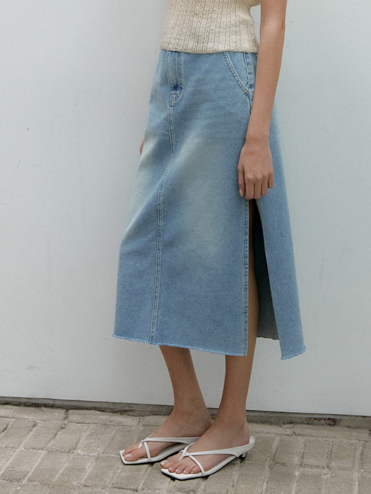 DENIM SLIT LONG SK