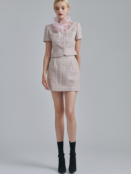 lightpurple tweed mini skirt
