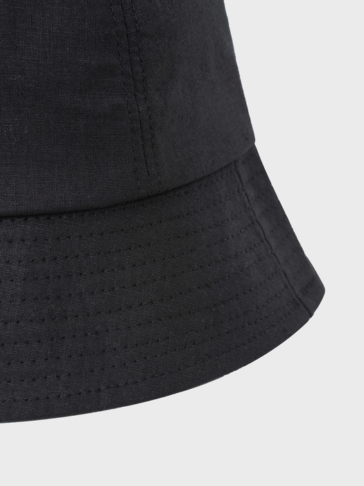 STITCH LINEN BUCKET HAT_BLACK