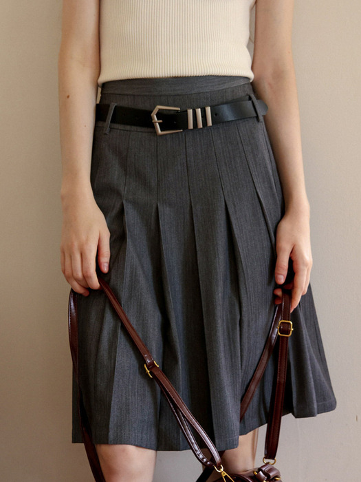 Cest_Casual high waist pleated skirt