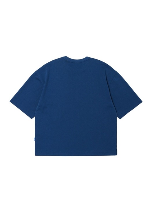 남성 엠보 프린트 루즈핏 라운드 티셔츠[BLUE](UZ7ST11_43)