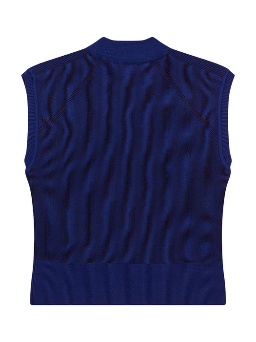 TWO TONE RIBBED VEST - BLUE