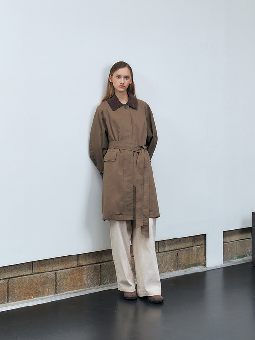 RTF CORDUROY COLLAR HALF TRENCH COAT_2COLORS