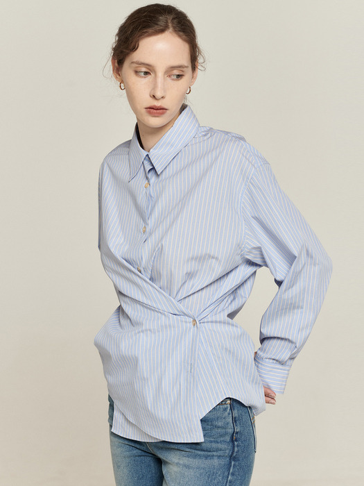 Solid Cotton Wrap Shirt_2color