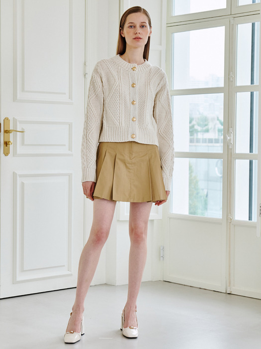 Cable Wool knit Cardigan-Ivory
