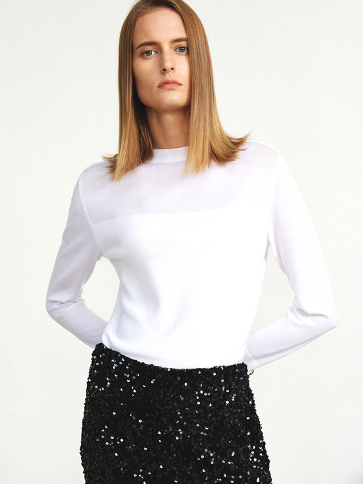 Gold Button Epaulette Knit Top Ivory