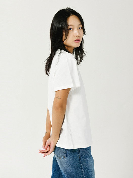 Basic Half Sleeve T-Shirts [OFF WHITE]