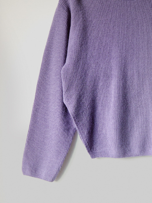 Slit Unblance Wool Cashmere Knit (Purple)