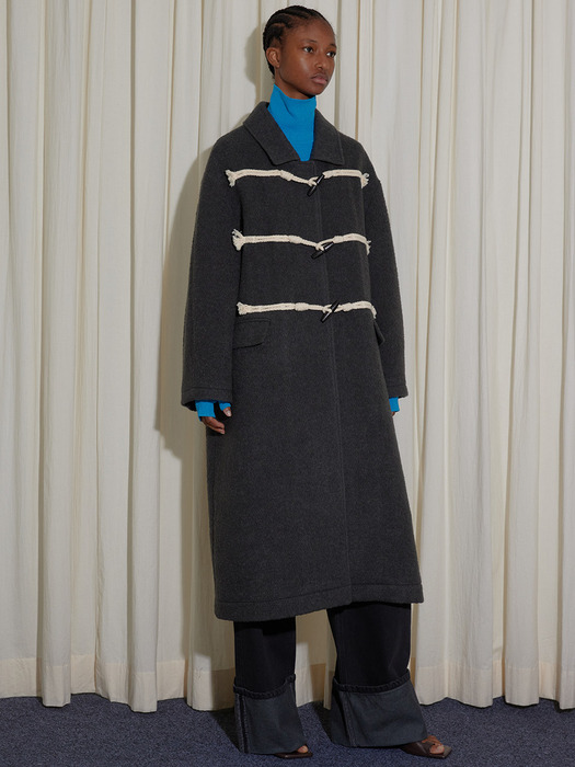 MOHAIR TOGGLE DUFFLE COAT - GREY