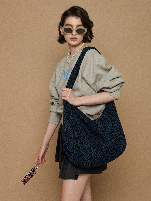 Navy Leopard Big Hobo Bag