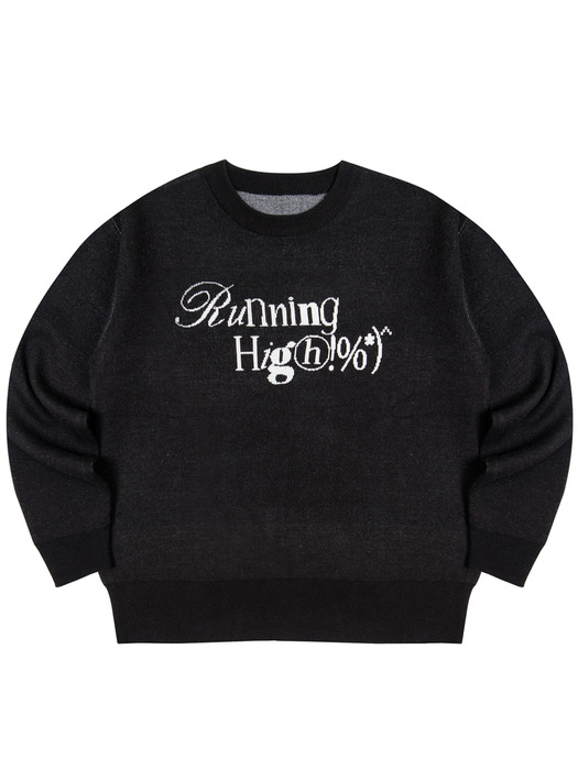 MINIMAL LOGO JACQUARD KNIT PULLOVER [BLACK]