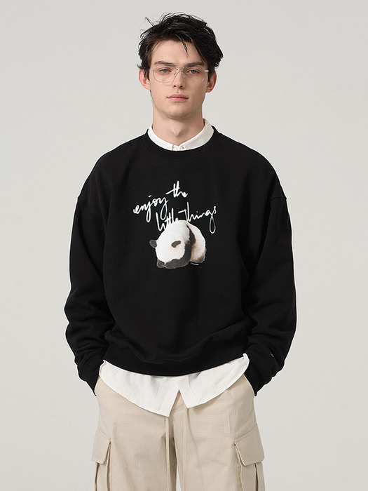 UNISEX PANDA SWEATSHIRT BLACK_M_UDTS4A112BK