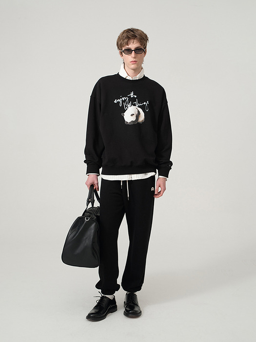 UNISEX PANDA SWEATSHIRT BLACK_M_UDTS4A112BK