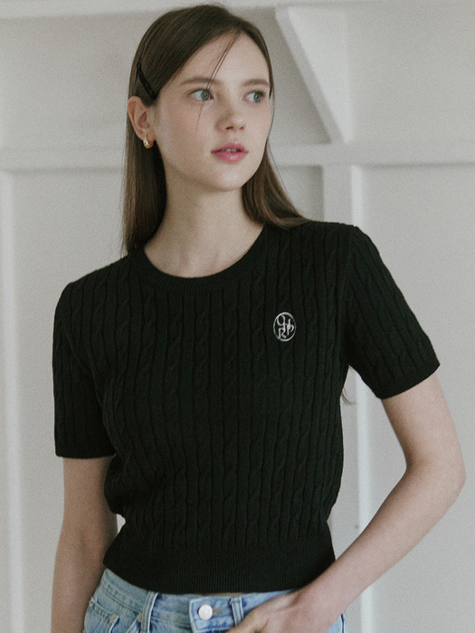 Cable Logo Half Sleeve Knit - 3color