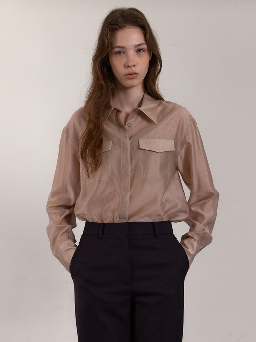 [인플루언서 소라 PICK]FRONT OUT POCKET SHIRT_BEIGE