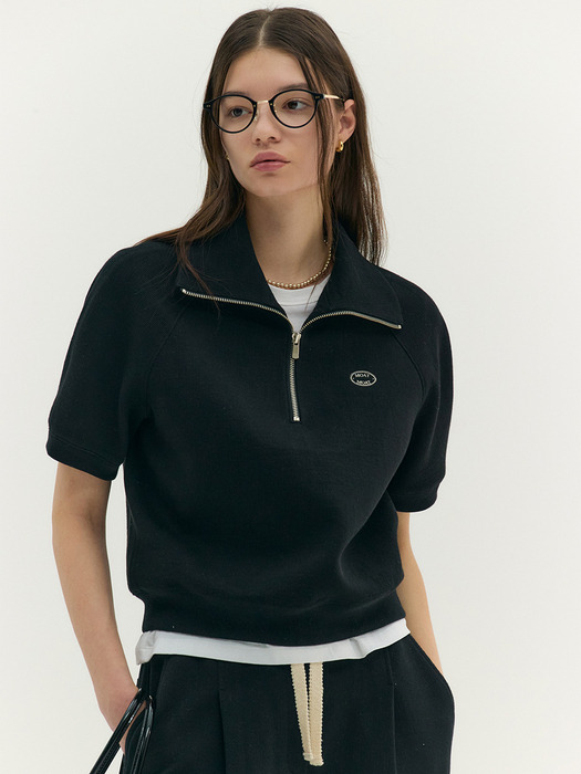 VOLUME HALF ZIP-UP SWEATSHIRT (moat black)