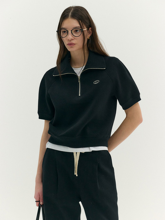 VOLUME HALF ZIP-UP SWEATSHIRT (moat black)