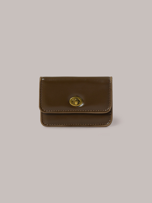 Flat Gold Wallet - Brown