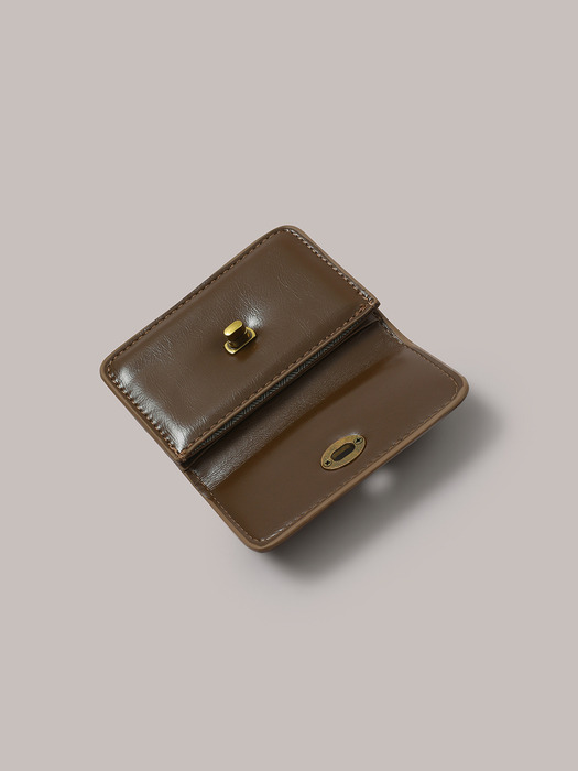 Flat Gold Wallet - Brown