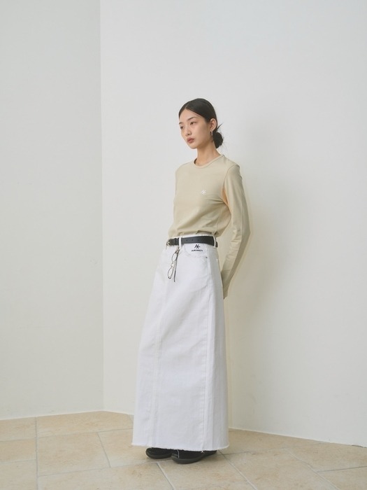 White Jean Maxi Skirt