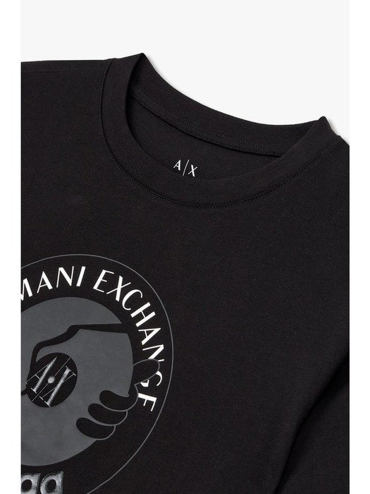 AX 여성 롤업 슬리브 서클 로고 티셔츠(A424130019)블랙