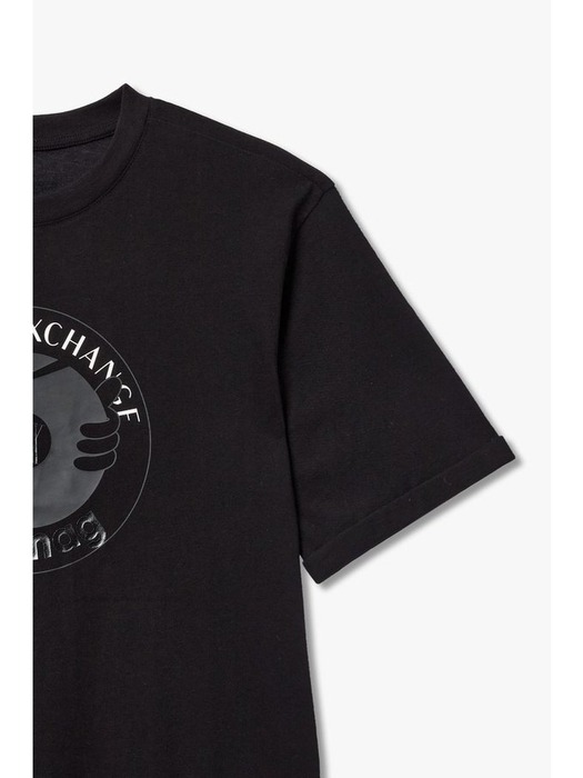AX 여성 롤업 슬리브 서클 로고 티셔츠(A424130019)블랙
