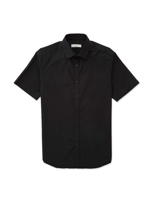 슬림핏 반소매 기본 셔츠 (블랙)