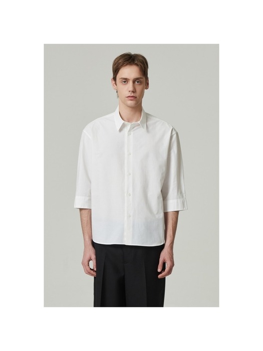 regular basic 3/4 sleeve shirt_CWSAM24301WHX