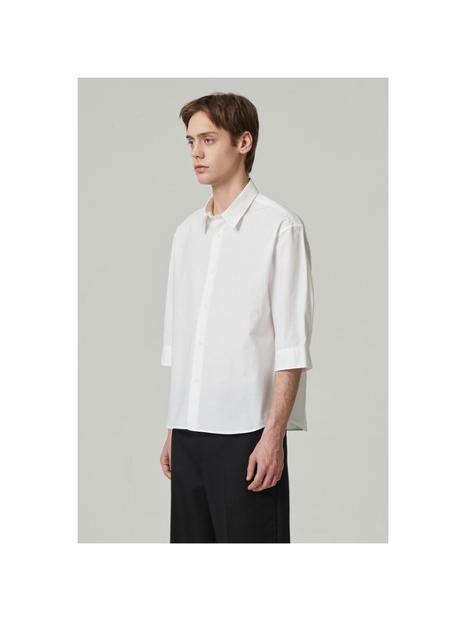 regular basic 3/4 sleeve shirt_CWSAM24301WHX