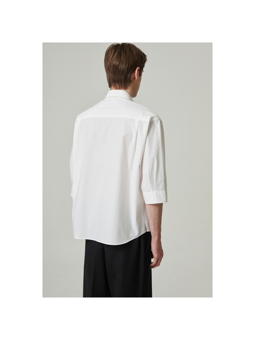 regular basic 3/4 sleeve shirt_CWSAM24301WHX