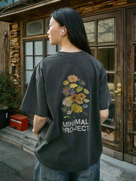 미니멀프로젝트 플라워 프린팅 피그먼트 반팔티셔츠 MST155 / 4color