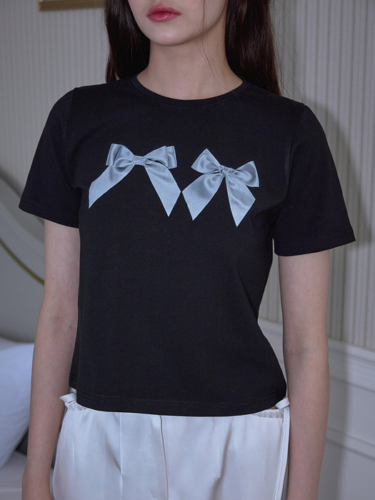 Twin Ribbon T-shirt [Black]