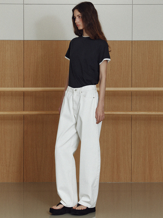 pigment white curved pants (white)