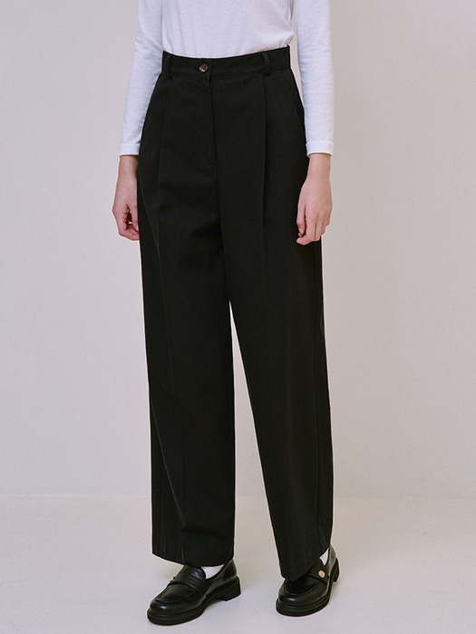 Basic Wide Cotton Pants [Black]