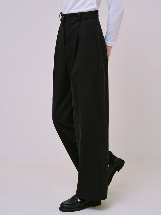 Basic Wide Cotton Pants [Black]