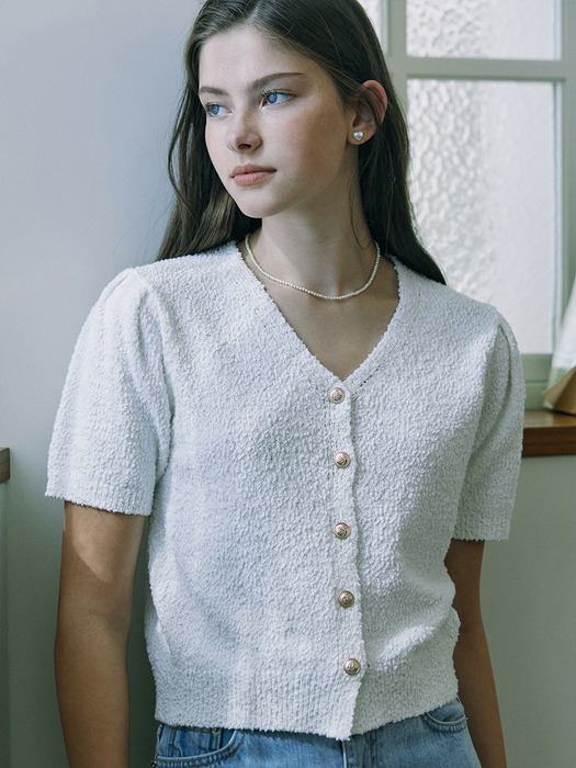 Cool Tweed Knit Cardigan - Ivory