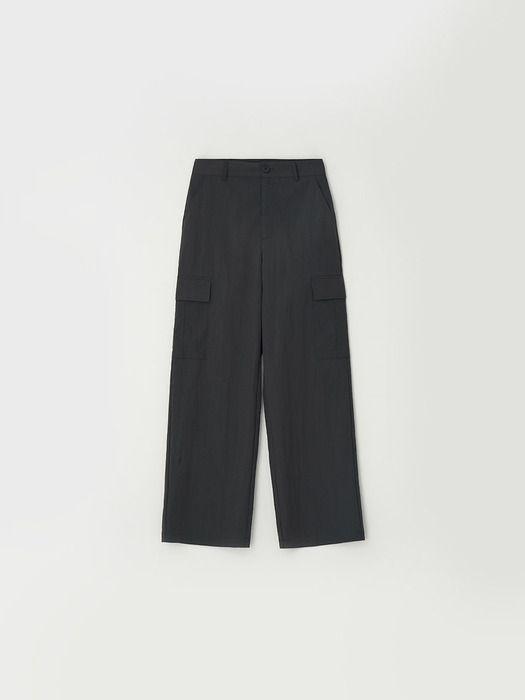 summer wide cargo pants - charcoal