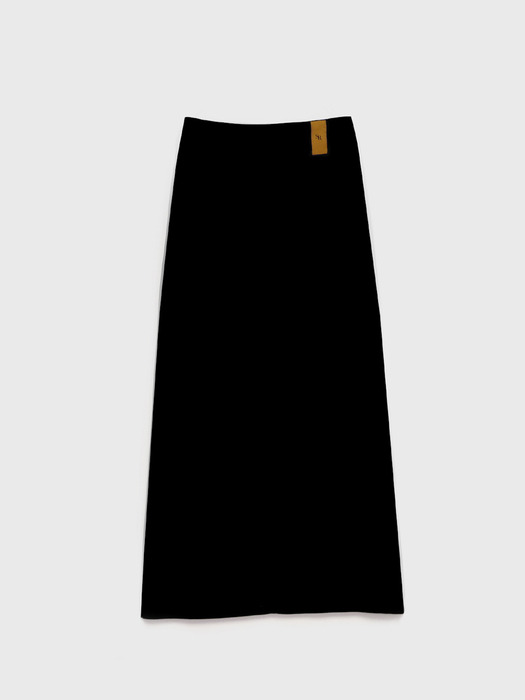 Straight Long Slit Skirt Black