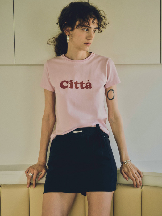 CITTA Signature Logo Slim T-shirt_CTT332(Pink)