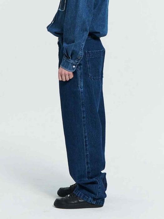 MPa CALF LOGO DENIM PANTS (MID BLUE)