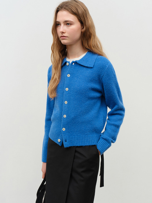 UNISEX OPEN COLLAR KNIT CARDIGAN BLUE_UDSW4C104B2